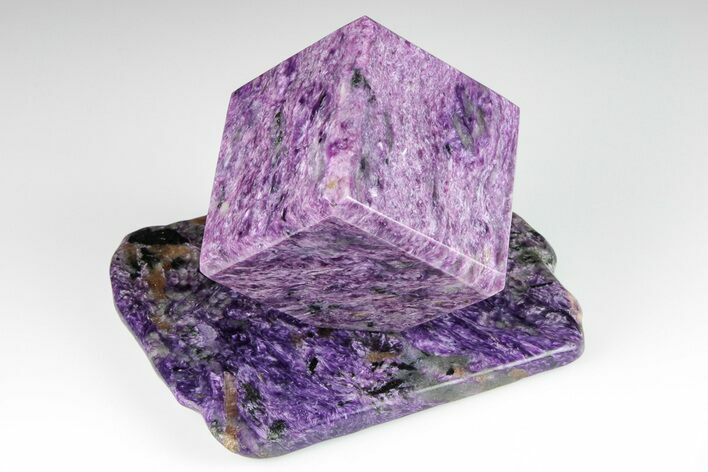 Polished Purple Charoite Cube with Base - Siberia #198241